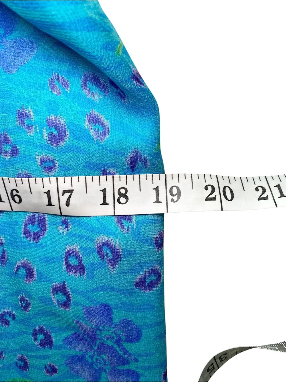 Robbie Bee Vintage 100% Silk Floral Shift Dress Bright Blue -Y2K Retro - Picture 11 of 14